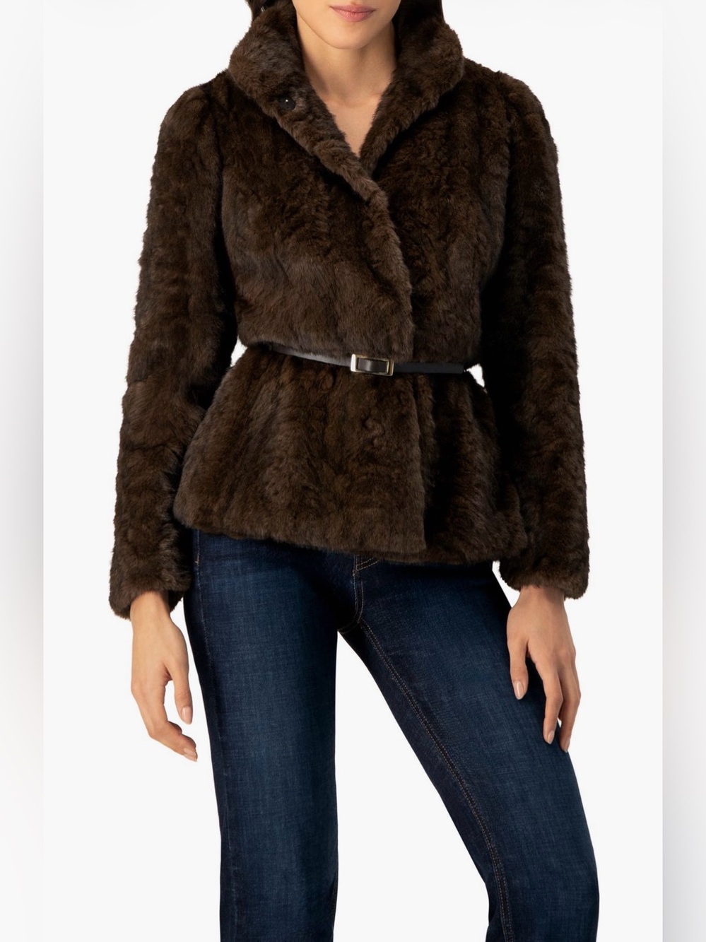 Ivonne Plush Faux Fur Belted Jacket